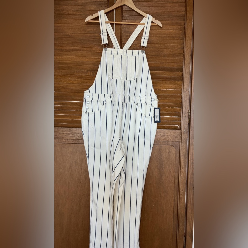 Universal Thread White and Blue Striped Overalls